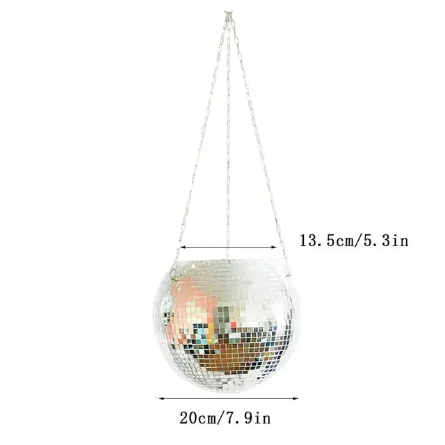 Disco Ball Flower Hanging Vase Dekoré