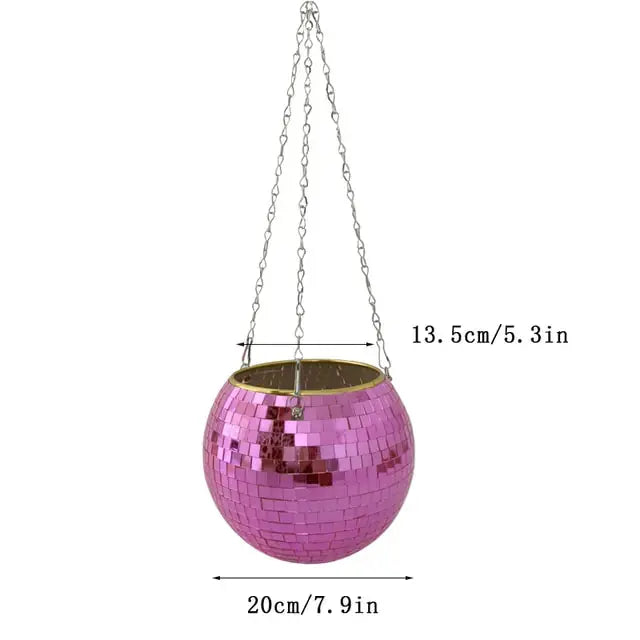 Disco Ball Flower Hanging Vase Dekoré