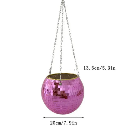 Disco Ball Flower Hanging Vase Dekoré